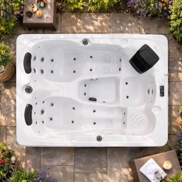 Ember Hot Tub – two-seat lounger hot tub with 32 hydrotherapy jets