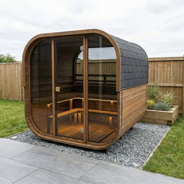 Cube 160 Sauna – 2-seat cube sauna with panoramic glass