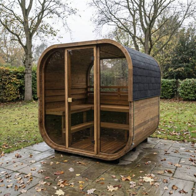 Cube 210 Sauna – 4-seat cube sauna with panoramic glass