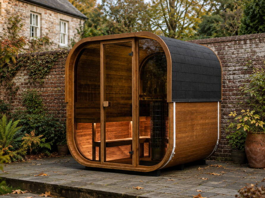 Cube 250 Sauna – 6-seat cube sauna with panoramic glass front and rear
